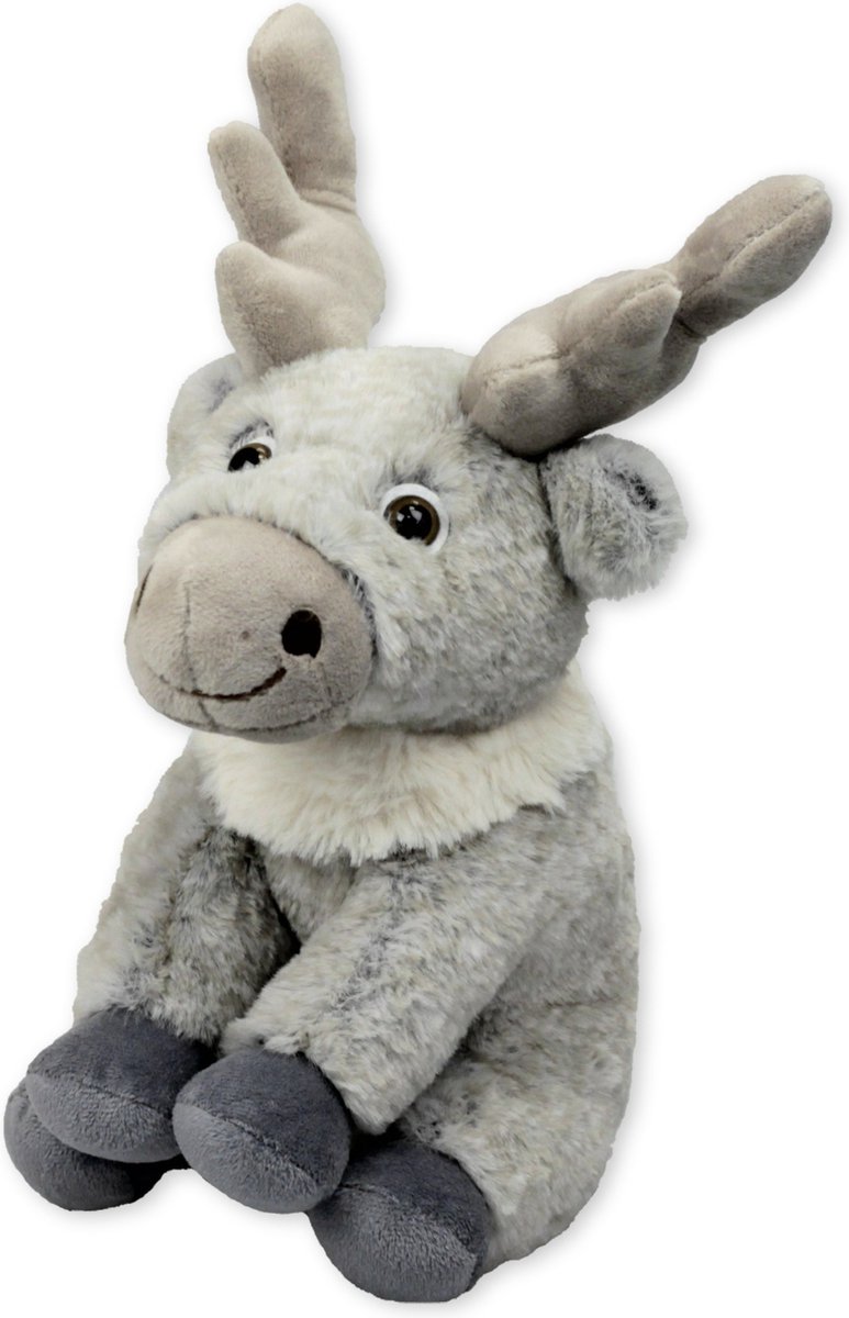 Inware pluche eland rendier knuffeldier - grijs - staand - 20 cm - Dieren knuffels