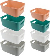 Opbergmand, Plastic manden Opbergdoos Kleine manddozen met handvatten Opslagcontainer Organizer voor badkamer Keukenplank Kast Cosmetica, 8 stuks
