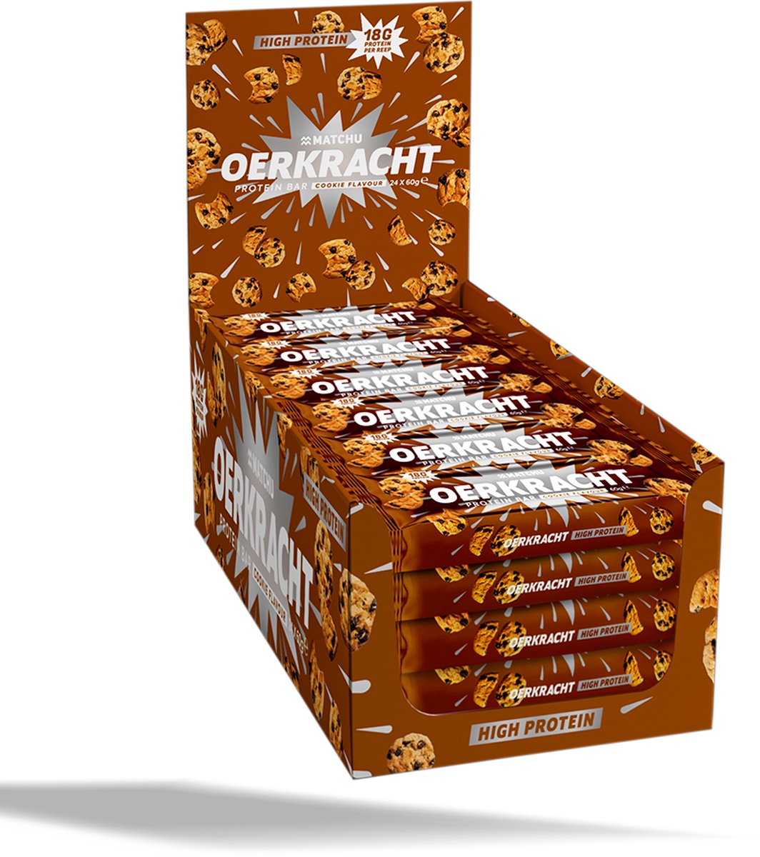 Goedkoopste Matchu - Oerkracht protein bar - Cookie smaak - Doos met 24 proteine repen (1440 gram) - 60g per stuk - Eiwitrepen - Voordeelverpakking - Eiwitreep - Protein bars