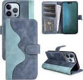 iPhone 12/12 Pro Hoesje Bookcase - Blauw - iPhone 12/12 Pro wallet case - hoesje iPhone 12/12 Pro bookcase - Kunstleer - Blauw - GSMNed Wallet Softcase Bookcase - Met Koord -