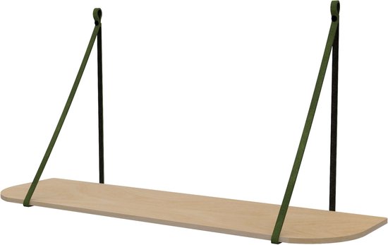 Leren plankdragers 'smal' - Handles and more® - KAKI - 100% leer - set van 2 / excl. plank (leren plankdragers - plankdragers banden - leren plank banden)