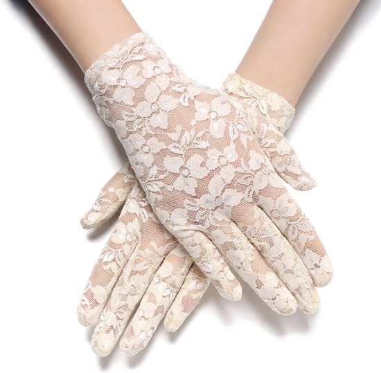Hiden | Bruids Handschoenen - Cosplay Kleding - Cosplay Anime - Handschoenen Dames - Bride - Handschoenen - Kant - Bruiloft decoraties | Beige - met vingers