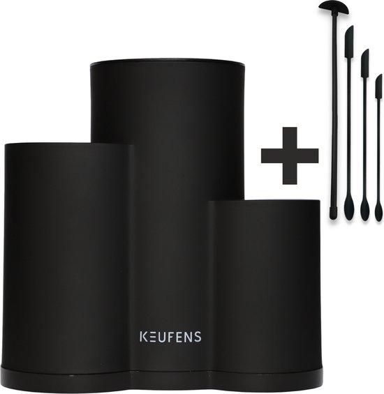 Keufens Lepelpot Mat Zwart Met Messenblok Keukengerei Houder Spatelpot bol