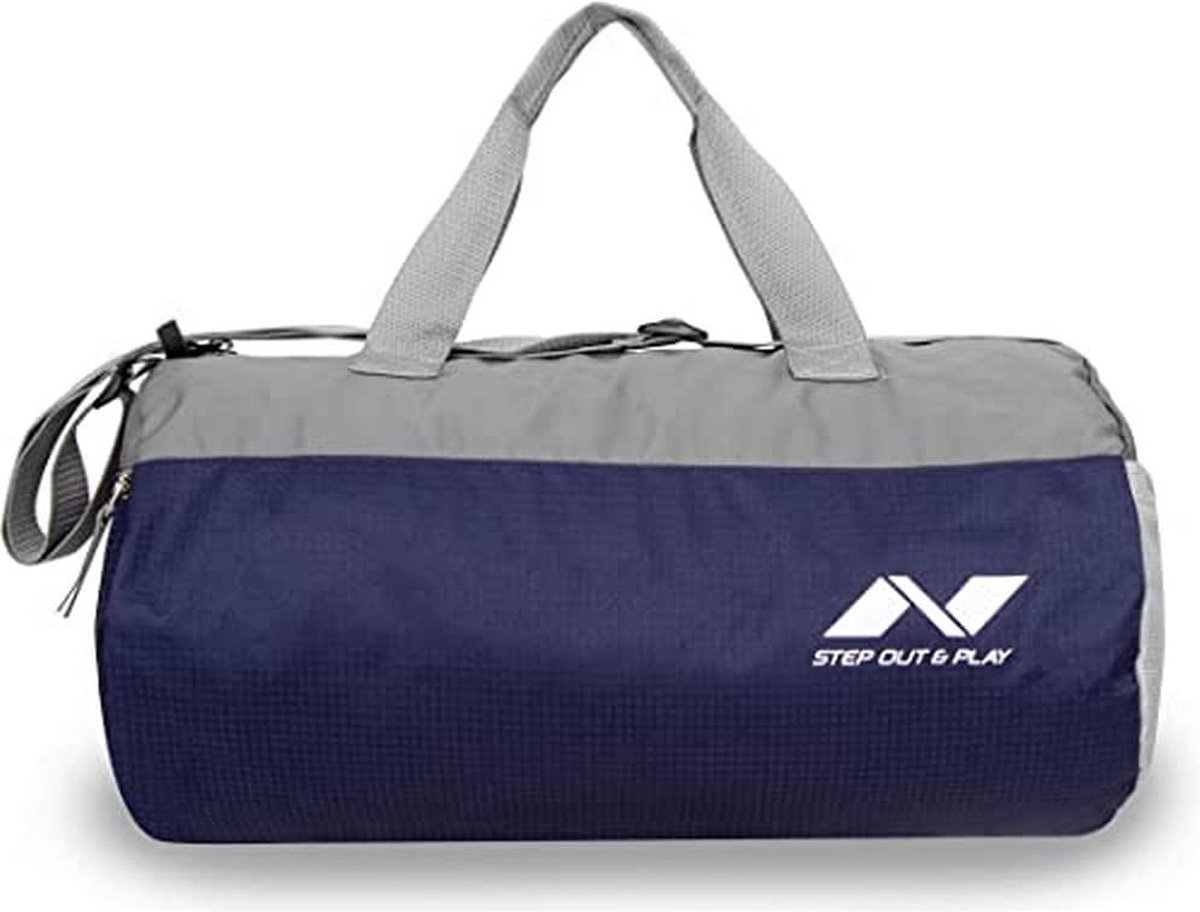 Nivia Unisex Adult NIVIA3041BG Movement & Fitness for Unisex ( Grey/Blue, Size-L ) Material-Polyester | Shoulder Bag for Mens & Womens | Separate Shoe Compartment | Carry Gym Accessories | Fitness Bag | Sports & Travel Bag | Sports Set