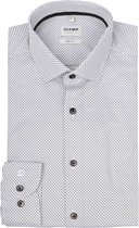 OLYMP Level 5 body fit overhemd - popeline - wit dessin - Strijkvriendelijk - Boordmaat: 37