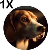 BWK Luxe Ronde Placemat - Lieve Hond in de Auto - Set van 1 Placemats - 50x50 cm - 2 mm dik Vinyl - Anti Slip - Afneembaar