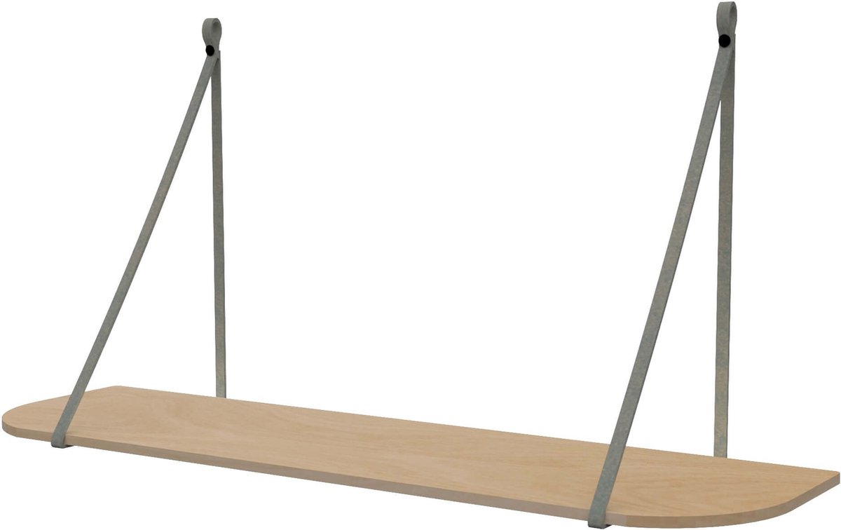 Leren plankdragers 'smal' - Handles and more® - SUEDE GREY - 100% leer - set van 2 / excl. plank (leren plankdragers - plankdragers banden - leren plank banden)