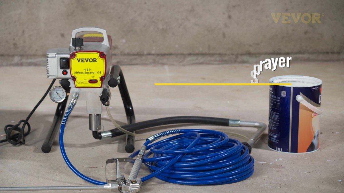Pulvérisateur Sans Air VEVOR - 1800 W, Débit 1.8 L/min, Pistolet Peinture Mural, Neuf Sous Emballage