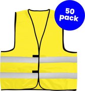 50-pack gele veiligheidshesjes - Veiligheidsvesten geel - Veiligheidshesjes volwassenen - Hesjes auto - Hesjesfabriek