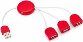 USB splitter | USB Hub | 3 poorten | USB A 2.0 | rood