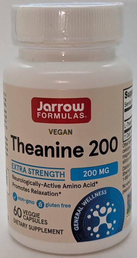 Theanine 200mg 60 capsules voor ontspanning en beter leervermogen | Jarrow Formulas