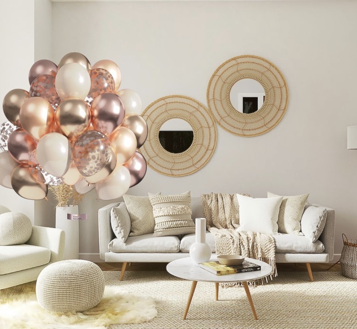 Luna Balunas Glam Tan Rosé Goud Latex Ballonnen Champagne Goud 50 St. Communie Geslaagd Verjaardag Decoratie Versiering - Eco friendly FSC — afbeelding 6