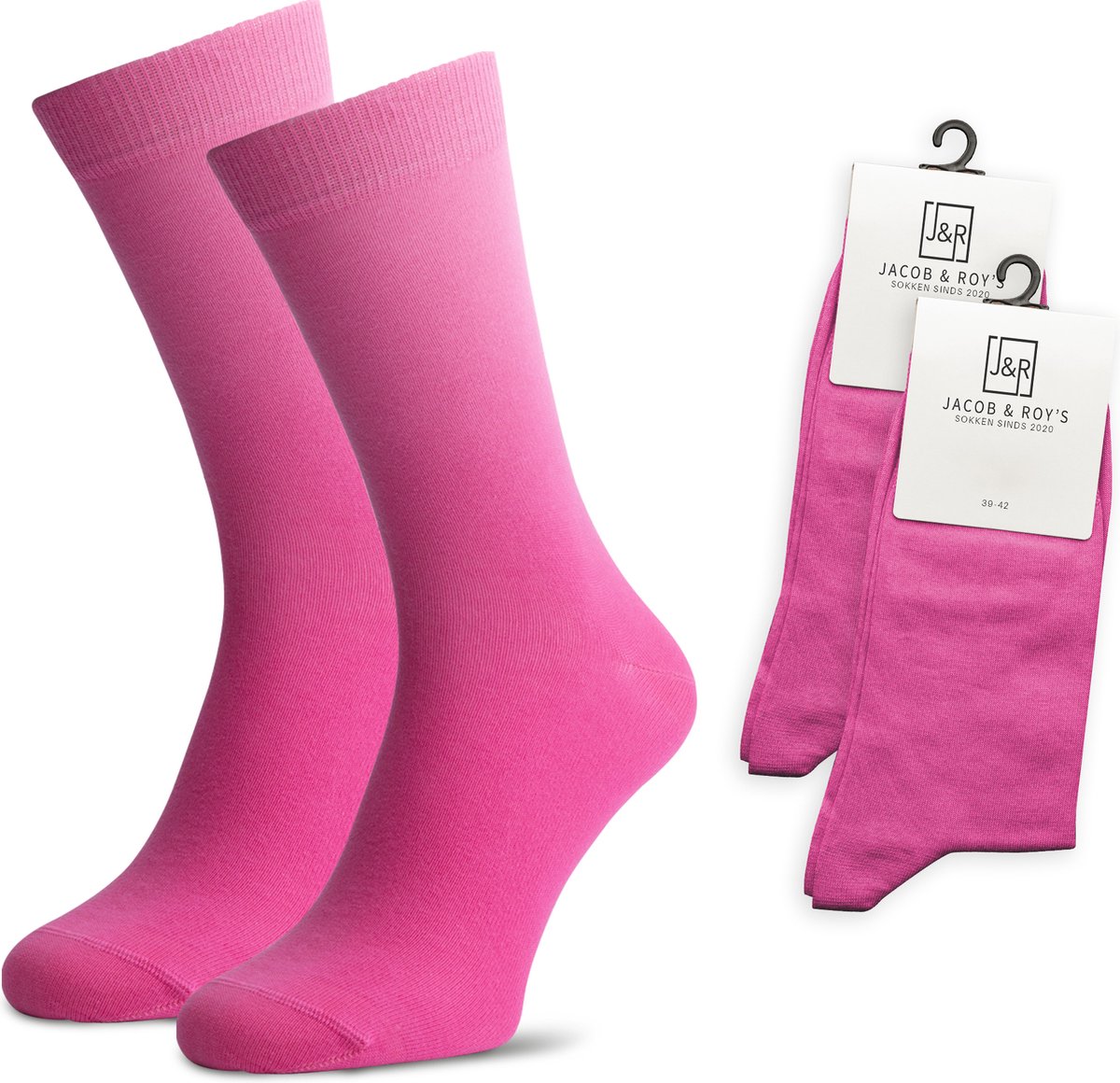 Jacob & Roy's 2 Paar Roze Sokken - Kousen - Heren & Dames - Leuke Sokken - Vrolijke Sokken - Grappige Sokken - Katoen - Maat 35-38 - Funny Socks - Gekleurde Sokken Waar Je Happy Van Wordt