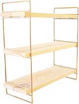 Woonaccessoires - Muurplank Goud Bruin Massief Hout - Afmetingen 45x16x40cm - Stijlvolle Inrichting voor Elk Interieur