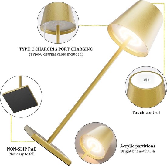 Lampe De Table Led Sans Fil, 5000Mah Lampe Design Rechargeable, Lampe De  Bureau En Métal Charge Usb, 3 Modes De Couleur, - Cdiscount Maison