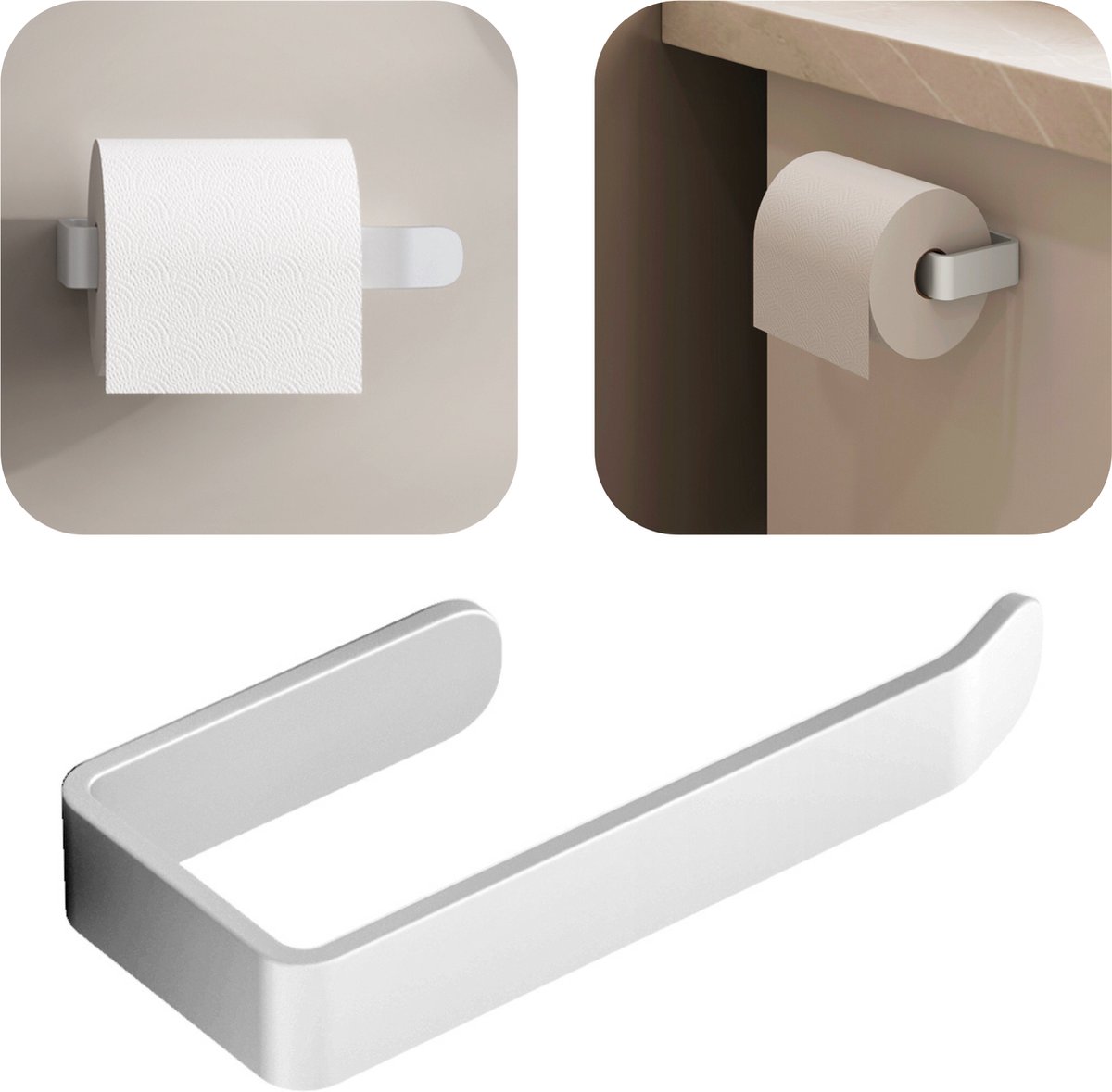 WC Rolhouder - Toiletrolhouder zonder boren - Zelfklevend of met schroeven - RVS - Zilver