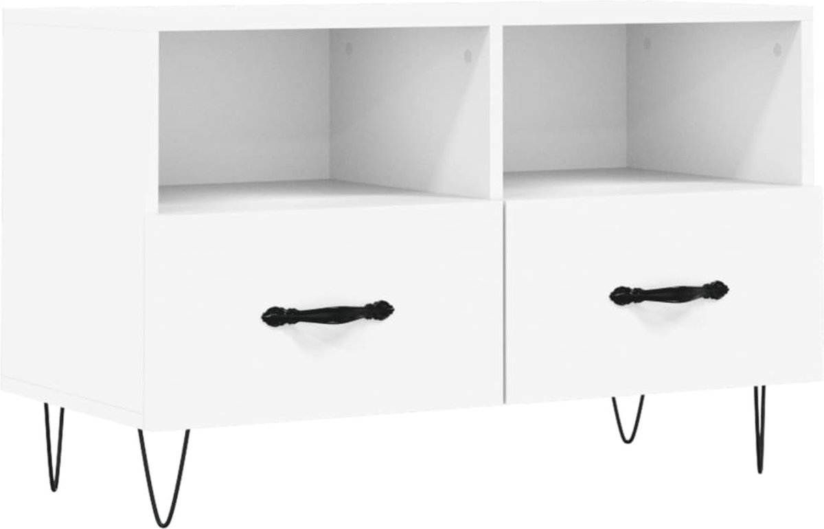 vidaXL - Tv-meubel - 80x36x50 - cm - bewerkt - hout - wit
