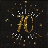 Santex Verjaardag feest servetten leeftijd - 10x - 70 jaar - goud - 33 x 33 cm