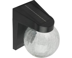 RexTech Solar wandlamp buiten 'Sun' - Met afstandsbediening en bewegingssensor - IP44 - Warm wit licht (2700K) - 200 lumen - 'Broken glass' effect - Zwart
