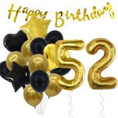 Snoes Ballonnen 52 Jaar Feestpakket – Versiering – Verjaardag Set Goldie Cijferballon 52 Jaar -Heliumballon