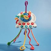 Montessori Octopus Pull Toy - Blauw - Montessori Educatief Speelgoed - Siliconen Trekkoord - Activiteitsspeelgoed - Sensorisch Speelgoed Peuters - Reisspeelgoed Baby's - Verantwoord Cadeau Kind - Fijne Motorische Vaardigheden