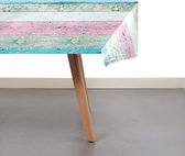 Raved Tafelzeil Steigerhout 140 cm x  160 cm - Roze - PVC - Afwasbaar