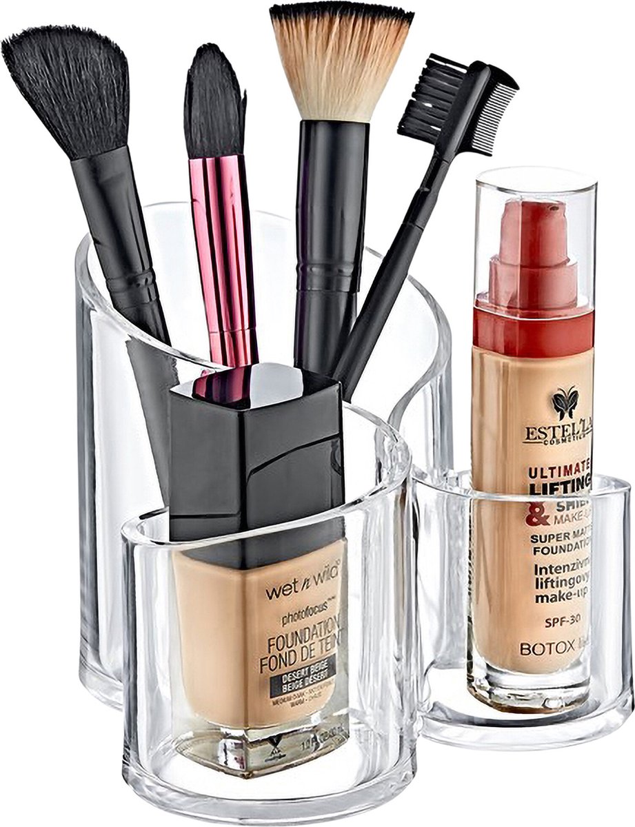 Box Up® Make-Up Organizer Oval - 3 Vaks - Cosmetica Opberger - Transparant