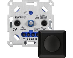 LED Dimmer zwart 10-250W - complete universele set - geschikt voor alle dimbare lampen - Dimmers