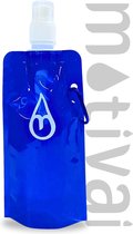 Gourde pliable Motivai® - Blauw - Festival Drinking bag - Water bag - 480 ML Gourde - Gourde Adultes - Gourde Enfants- Bouteilles d'eau