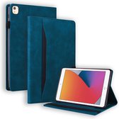 Case2go - Tablet hoes geschikt voor iPad 10.2 (2021/2020/2019) - Business Wallet Book Case - Met pasjeshouder - Donker Blauw