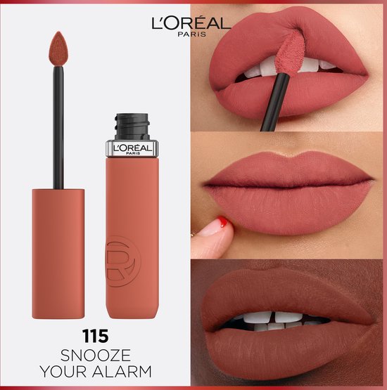 L'Oréal Paris Infaillible Matte Resistance lippenstift – 115 Snooze Your Alarm – Langhoudende vloeibare lipstick met een matte finish – 5ml