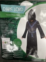 dark lord - tuniek met kap, masker - 4 tot 6 jaar - halloween - carnaval