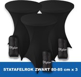 Statafelrok Zwart x 3 – ∅ 80-85 x 110 cm - Statafelhoes met Draagtas - Luxe Extra Dikke Stretch Sta Tafelrok voor Statafel – Kras- en Kreukvrije Hoes