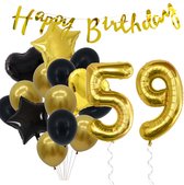 Snoes Ballonnen 59 Jaar Feestpakket – Versiering – Verjaardag Set Goldie Cijferballon 59 Jaar -Heliumballon