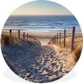 Wandcirkel strand - Duinen - Zee - Zomer - Muurcirkel binnen - Wanddecoratie woonkamer - Ronde schilderijen - Muurdecoratie cirkel - Woonaccessoires - 60x60 cm - Wandbord rond - Rond schilderij – Muurcirkels