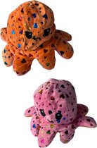 Hoogwaardige Octopus Knuffel / Emotie Knuffel / Mood Knuffel | Reversible / Omkeerbare Octopus | Bekend van TikTok | Oranje-Roze - AWR