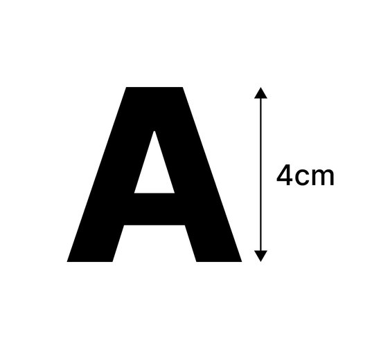 Letter stickers / Plakletters - Stickervellen Set - Zwart - 4cm hoog - Geschikt voor binnen en buiten - Standaard lettertype - Glans