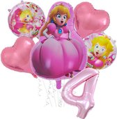 Set Super Mario Princess Peach - 73x52cm - Ballon aluminium - princesse pêche - Fête à thème - 4 ans - Anniversaire - Ballons - Décoration - Ballon hélium