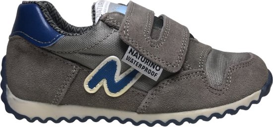 Naturino Waterproof - Sammy - Mt 24 - baskets en cuir sportif chaud avec logo bleu velcro - gris
