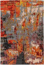 LaagPol - dun tapijt, patchwork, bloemenpatroon, kleurrijke, modern, andere houdsvriendelijk - woonkamer, slaapkamer, eetkamer, hal - kleur: rood, Zwart, oranje, beige, afmetingen: 80 x 150 cm