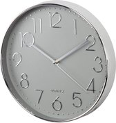 Horloge murale sans tic-tac (grande horloge de salon de 30 cm de diamètre, horloge de cuisine analogique avec trotteuse rampante, design moderne) gris argenté