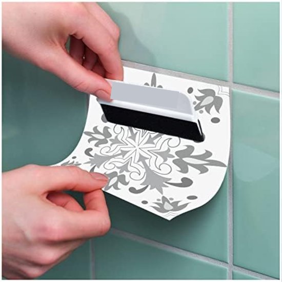 Trapstickers, 18 x 100 cm, zwart en wit, plaktegels, keukenachterwand