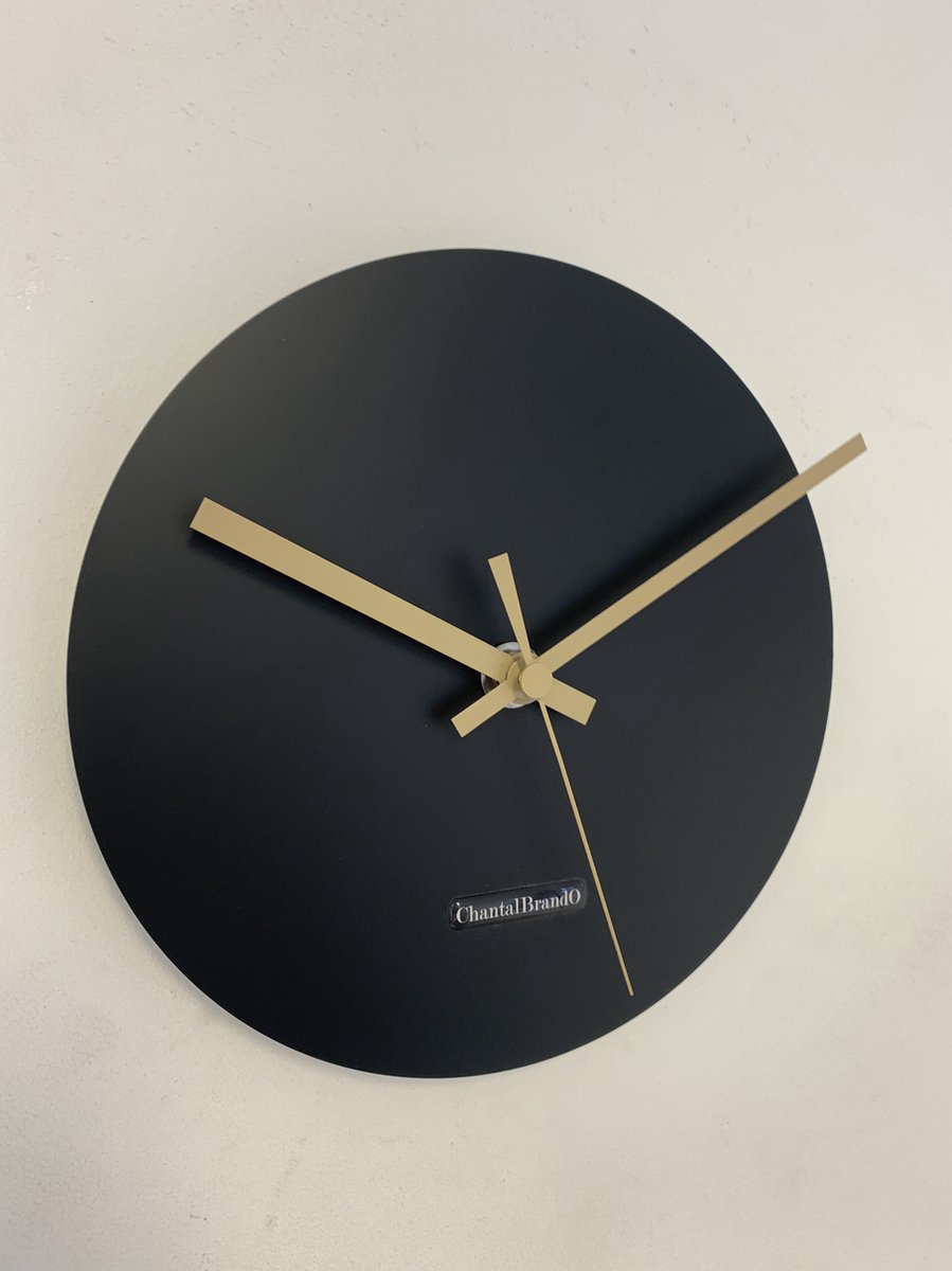 Wandklok CHANTALBRANDO -- ARGOS 24 BLACK - ZWART -- MODERN DESIGN -- MADE IN HOLLAND