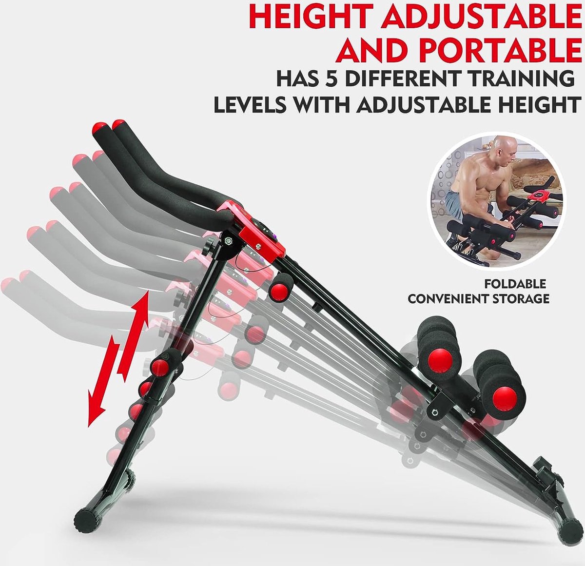 TRUUSK SPORTNOW Rugtrainer Buiktrainer 6-voudig In Hoogte Ve