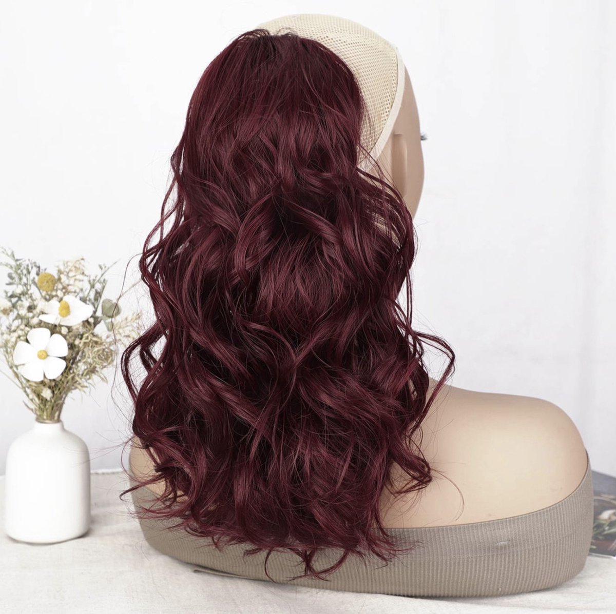 Miss Ponytails - Bodywave ponytail extentions - 14 inch - Bordeaux-rood 118 - Hair extentions - Haarverlenging - Paardenstaarten