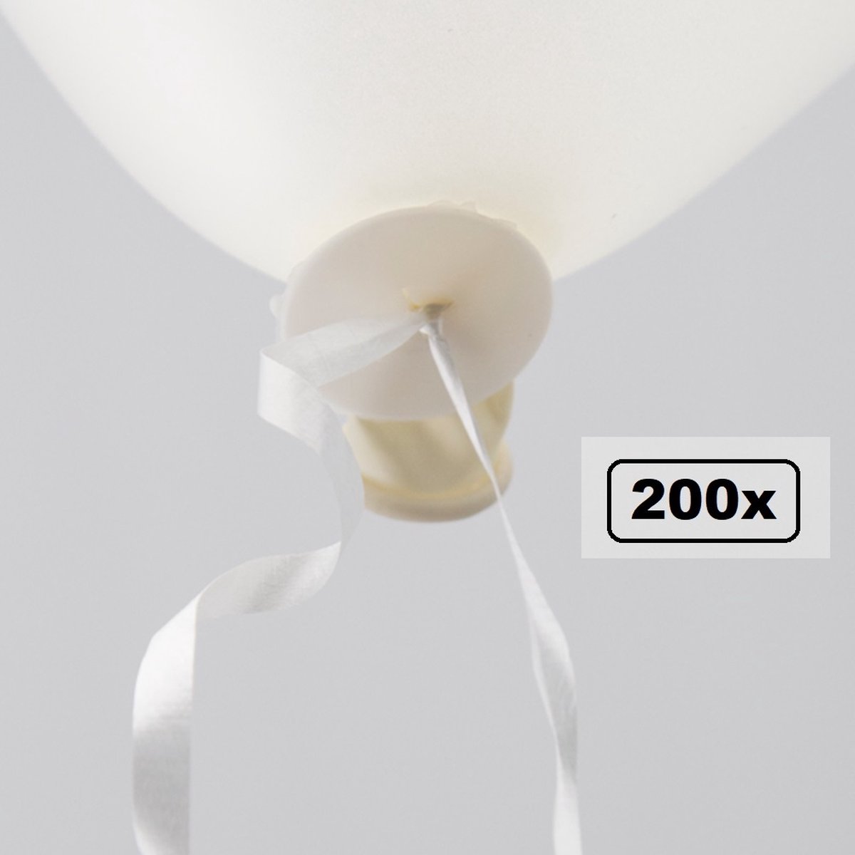 200x Automatische snelsluiters met lint Wit - Festival thema feest ballonnen ballon knoopje ballon sluiter - Merkloos
