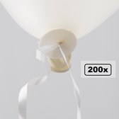 200x Automatische snelsluiters met lint Wit - Festival thema feest ballonnen ballon knoopje ballon sluiter