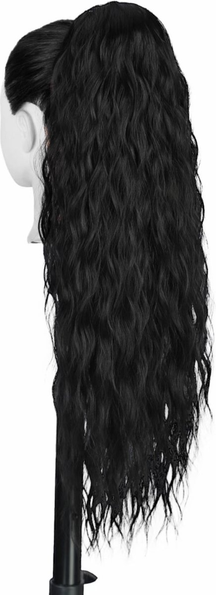 Miss Ponytails - Beachwave ponytail extentions - 26 inch - Zwart 1B - Hair extentions - Haarverlenging
