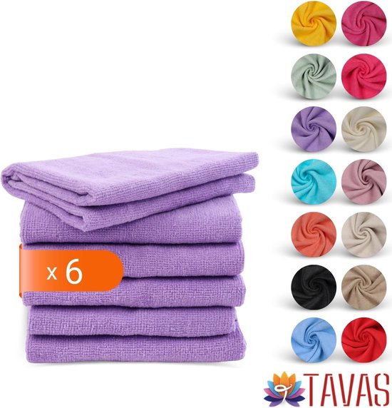 Tavas Harmonie Gastendoekjes 30x50 cm Lila Set van 6 100% Katoen Gastenhanddoek Rechthoek Handdoek Keuken Hotelkwaliteit Gastendoek