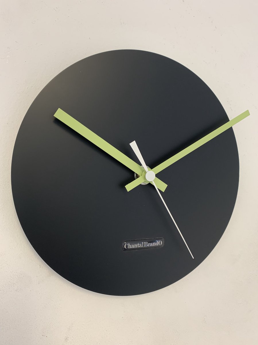 Wandklok CHANTALBRANDO -- ARGOS 24 BLACK - ZWART -- MODERN DESIGN -- MADE IN HOLLAND